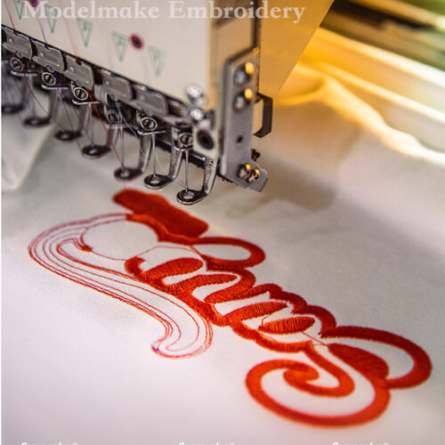 Embroidery-stitching designs onto fabric